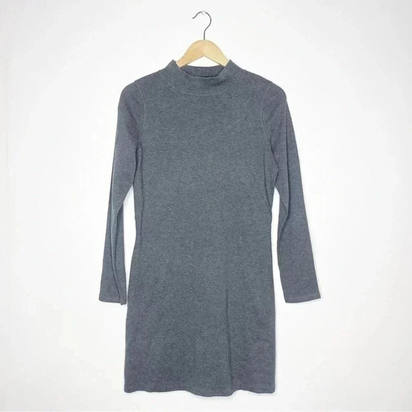 Everlane The Cotton Mock Neck Dress Charcoal Size Medium - Picture 1 of 7